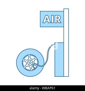 Wheels Pump Station Icon. Thin Line With Blue Fill Design. Vector Illustration. Stock Vector