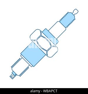 Spark Plug Icon. Thin Line With Blue Fill Design. Vector Illustration. Stock Vector