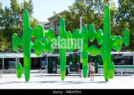 Forrest Place, and the sculpture Grow Your Own, installed in a transformation of the square. Perth, Western Australia Stock Photo