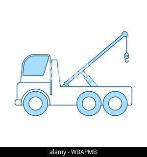 Car Towing Truck Icon. Thin Line With Blue Fill Design. Vector Illustration. Stock Vector