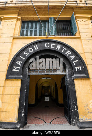 Entrance to the Hoa Lo Prison, aka Hanoi Hilton, in Hanoi, Vietnam Stock Photo