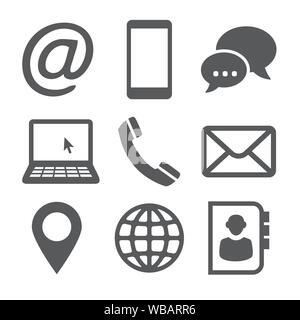 Contact icons on white background Stock Vector