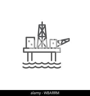 Oil Platform Line Icon on white background Stock Vector