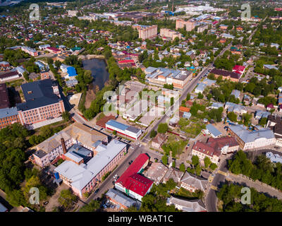 Aerial view of Yegoryevsk - Russian town and administrative center in sunny spring day Stock Photo