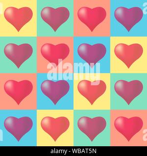 Seamless pattern background with hearts, colorful illustration. Valentines Day holidays typography. Vector EPS10. Stock Vector