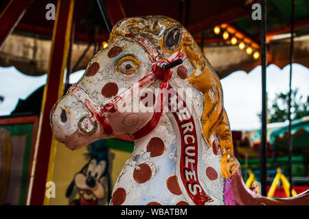 Vintage carousel horse at the fun fair. Stock Photo