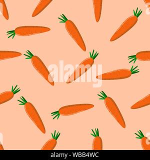 fresh carrots vegetable isolated on yellow background vector illustration seamless pattern Stock Vector