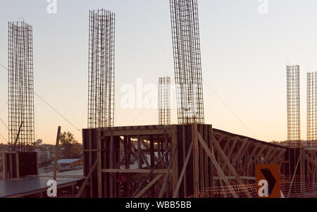 The hardware of a construction work in progress. Pedestrian walkway construction on highway in Brazil Stock Photo