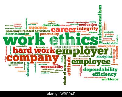 Work ethics issues and concepts word cloud illustration. Word collage ...