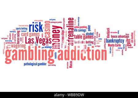 Gambling addiction concepts word cloud illustration. Word collage concept. Stock Photo