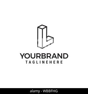 Letter L logo 3D isometric lines geometric shape template design vector Stock Vector