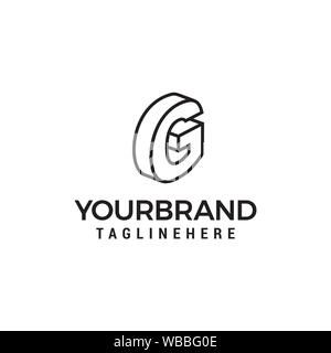 Letter G logo 3D isometric lines geometric shape template design vector Stock Vector