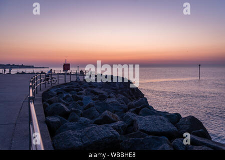 Sunset at Margate Beach, England, UK Stock Photo