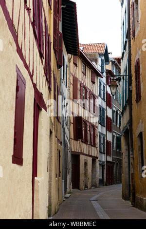 View of old streets of Bayonne city with traditional architecture and half-timbered houses Stock Photo