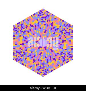 Abstract geometrical mosaic ornament hexagon logo template - hexagonal colorful ornamental vector design element Stock Vector