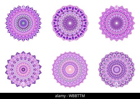 Ornate geometrical triangular pattern mandala set - polygonal abstract round vector arts Stock Vector