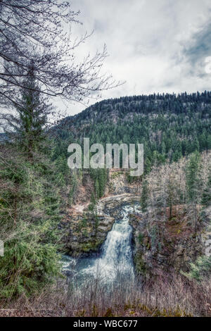 Amazing waterfall saut du doubs on the border of france and switzerland, panorama Stock Photo