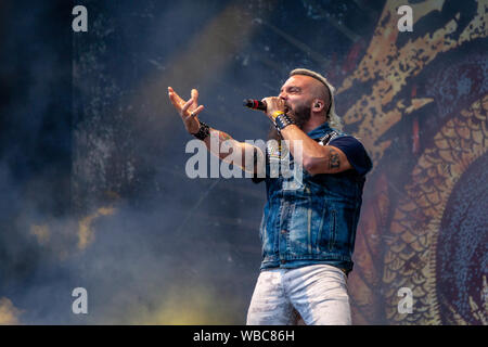 Trondheim, Norway. 3rd, June 2018. The American metalcore band Killswitch Engage performs a live concert during the Norwegian music festival Trondheim Rocks 2018. Here vocalist Jesse Leach is seen live on stage. (Photo credit: Gonzales Photo - Tor Atle Kleven). Stock Photo