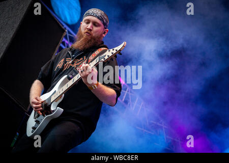 Trondheim, Norway. 3rd, June 2018. The American metalcore band Killswitch Engage performs a live concert during the Norwegian music festival Trondheim Rocks 2018. Here guitarist Joel Stroetzel is seen live on stage. (Photo credit: Gonzales Photo - Tor Atle Kleven). Stock Photo