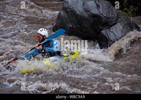 Kayak action on the Noguera Pallaresa river, Catalunya, Spain Stock Photo