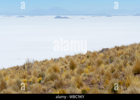 Uyuni salt flat from Cerro Tunupa volcano, Bolivia Stock Photo