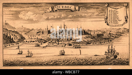 Québec panorama in 1733 Stock Photo