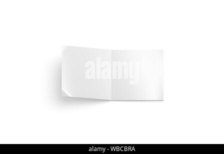Blank white opened square magazine mockup, top view, Stock Photo