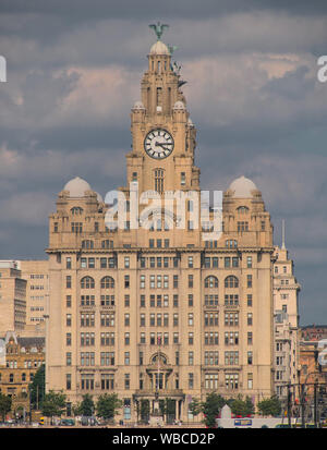The Royal Liver Building, one of the Three Graces on the historic Liverpool waterfront on the River Mersey Stock Photo