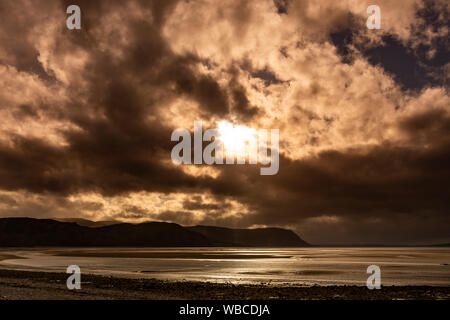 Sunset over the North Wales coast at Llandudno West Shore Stock Photo