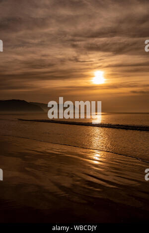 Sunset over the North Wales coast at Llandudno West Shore Stock Photo