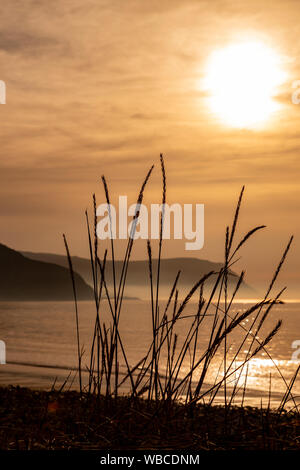 Sunset over the North Wales coast at Llandudno West Shore Stock Photo