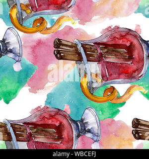Alcoholic bar party cocktail drink. Watercolor background isolated illustration set. Seamless background pattern. Stock Photo
