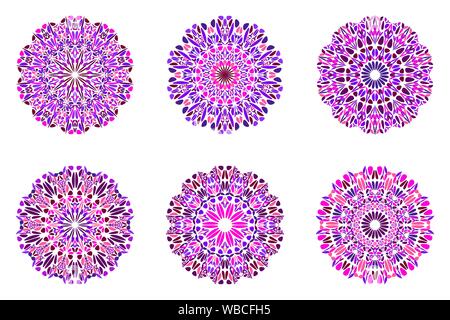 Botanical mandala logo set - ornate abstract vector elements from geometrical shapes Stock Vector