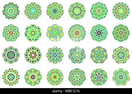 Abstract colorful flower mandala symbol set - abstract round vector design elements from geometric shapes Stock Vector