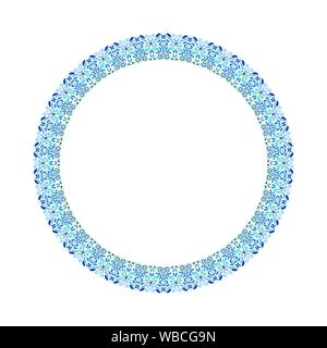 Geometrical floral border - circular vector design element from curved shapes Stock Vector