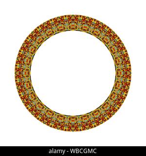 Colorful isolated abstract tiled mosaic circle border - ornamental geometrical circular vector element Stock Vector