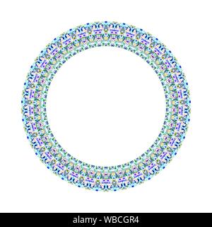 Isolated geometrical colorful tiled mosaic circular wreath - ornamental abstract vector design element Stock Vector