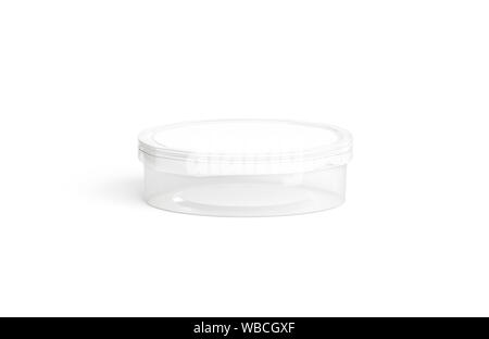 Blank white transparent plastic pail with lid mockup, isolated Stock Photo