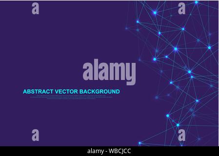Networking connect technology abstract concept. Global network connections with points and lines. Technology pattern with lines and dots. Vector Stock Vector