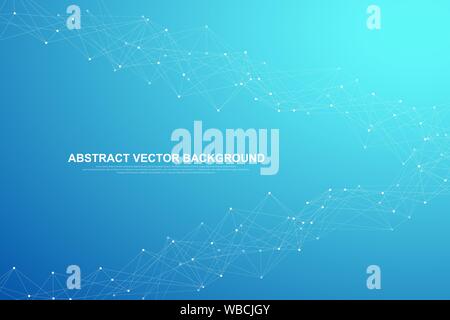 Networking connect technology abstract concept. Global network connections with points and lines. Technology pattern with lines and dots. Vector Stock Vector