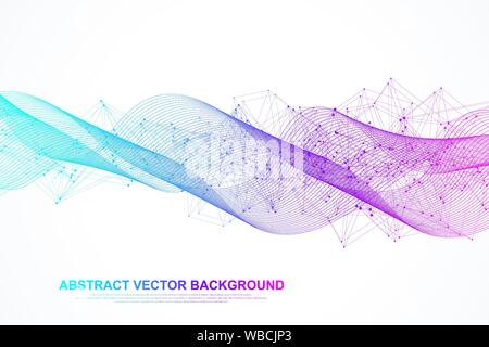 Abstract colorful wave lines background. Dynamic particles sound wave flowing abstract background. Geometric template for your design brochure, flyer Stock Vector