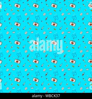 Pattern seamless background set of medical device. Stock Vector