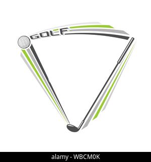 Vector illustration of logo for golf club, consisting of flying on trajectory golf ball, hitting putter on ball. Stock Vector