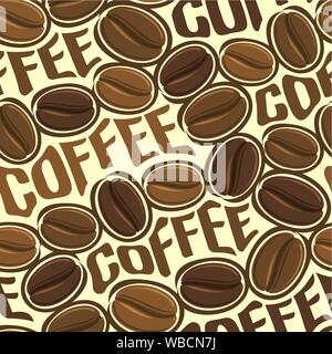 Vector coffee seamless pattern, illustration on theme of roasted brown coffee beans for wallpaper. Stock Vector