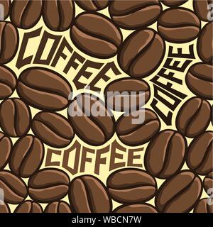 Vector coffee seamless pattern, illustration on theme of roasted brown coffee beans for wallpaper. Stock Vector