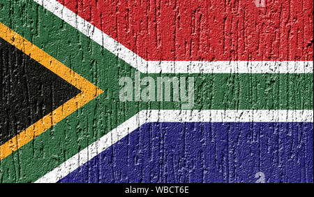 Flag of South Africa close up painted on a cracked wall Stock Photo