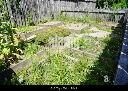 Vegetable garden at Authentic Native Indian Village, Saint-Marie among the Hurons, Midland, Ontario, Canada, North America Stock Photo