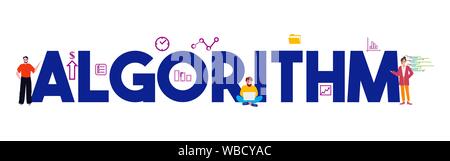 Algorithm computer programmer working on development of codes. Stock Vector