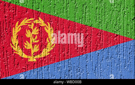 Flag of Eritrea close up painted on a cracked wall Stock Photo