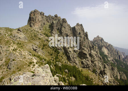 Aiguilles de Bavella from Punta di a Vacca (Tour III), France, Corsica, alpine variation of GR20 Stock Photo